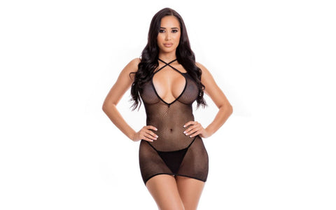 Pink Lipstick Spellbinding Womens Mini Dress One Size Black - Skirts And Club Wear