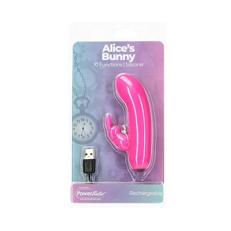 PowerBullet Alices Bunny Rechargeable Bullet Vibrator With Rabbit Sleeve Bullet Vibrators