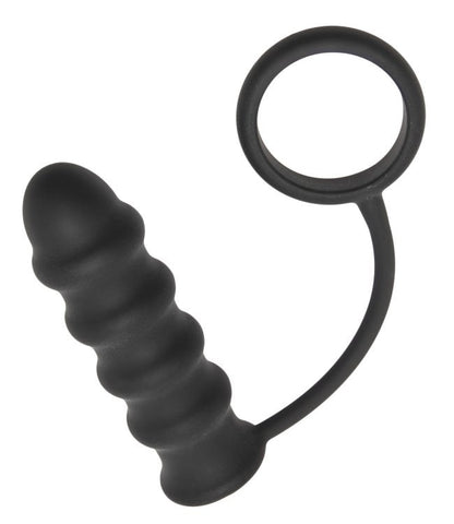 Rippler Vibrating Silicone Anal Plug with Cock Ring - Intense Erection Enhancement - Cock Rings