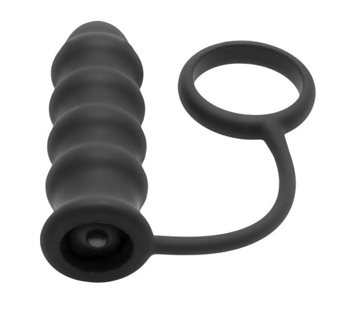 Rippler Vibrating Silicone Anal Plug with Cock Ring - Intense Erection Enhancement - Cock Rings