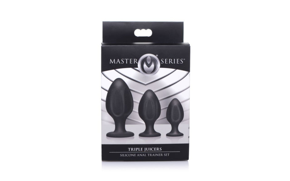Master Series Triple Juicers Silicone Anal Plug Set Black Butt Plugs