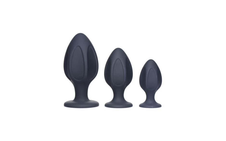 Master Series Triple Juicers Silicone Anal Plug Set Black Butt Plugs