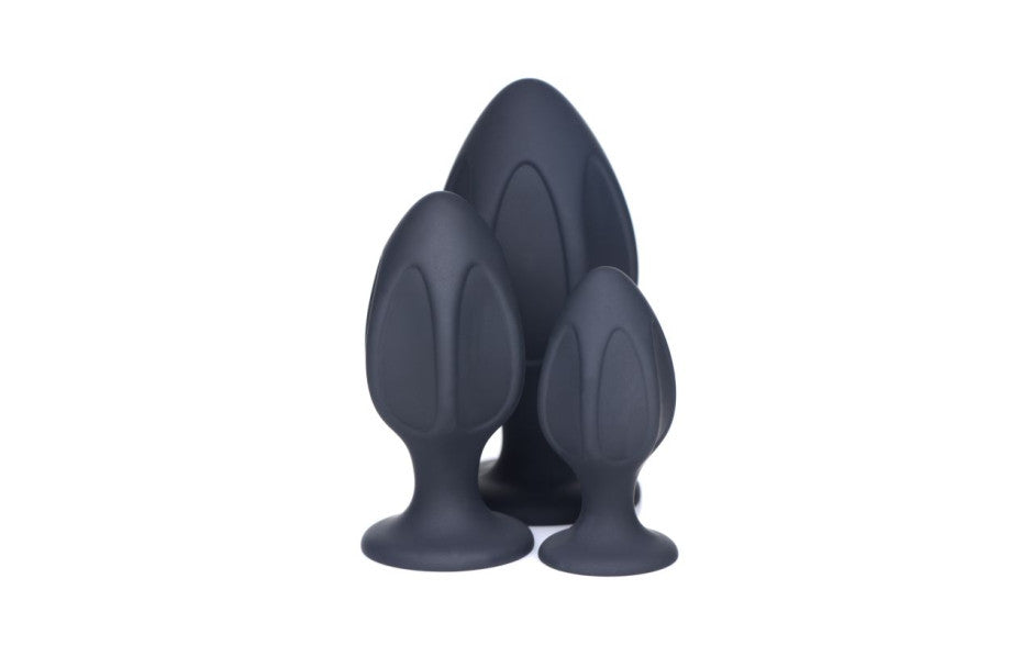 Master Series Triple Juicers Silicone Anal Plug Set Black Butt Plugs