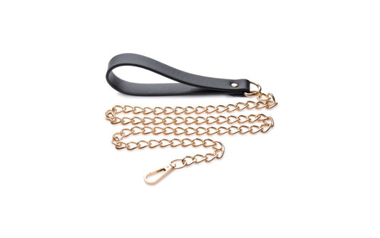 Master Series Leashed Lover Black and Gold Chain Leash - Collars and Leads
