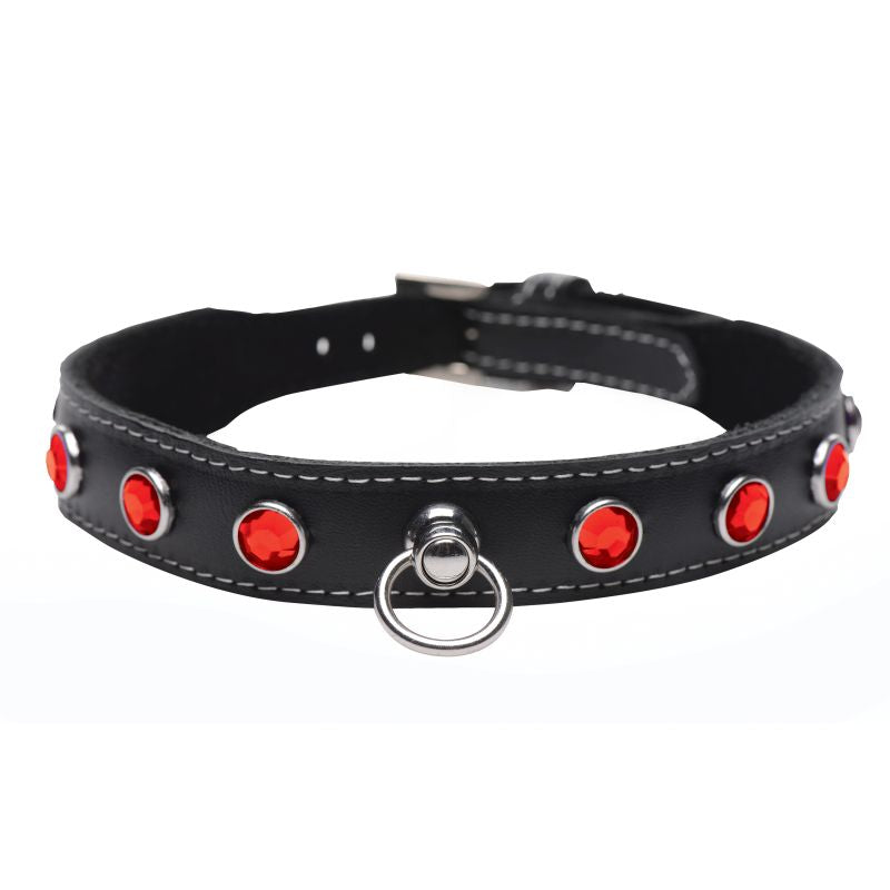 Master Series Bling Vixen Leather Choker Collar With Rhinestones Collars and Leads