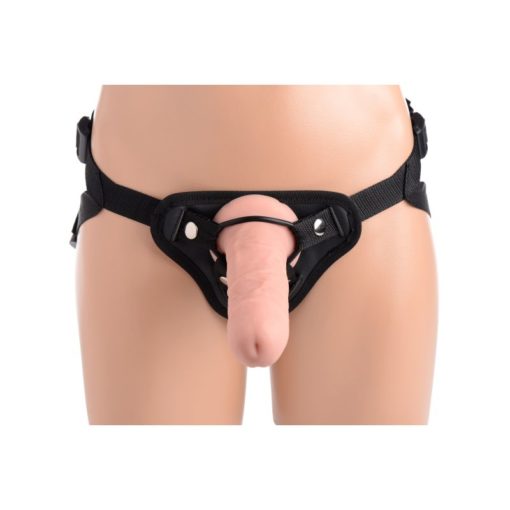 Strap U Brazen Silicone Dildo With Harness 8 Inch Flesh - Strap On Sextoys