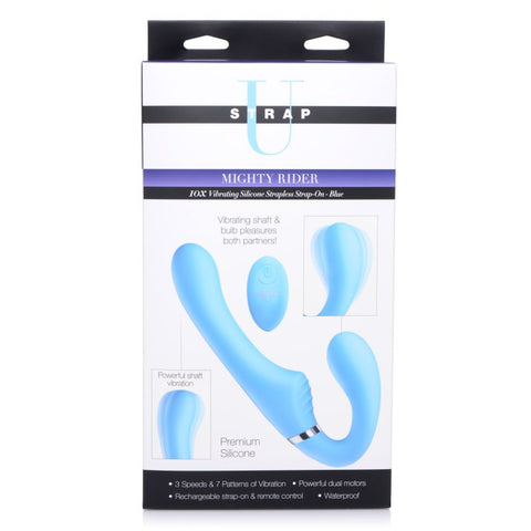 Strap U Mighty Rider 10X Strapless Strap-On Black With Remote - Strap On Sextoys