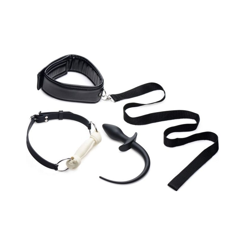 Tailz Puppy Play Set incl Gag Plug & Collar Black Bondage Kits