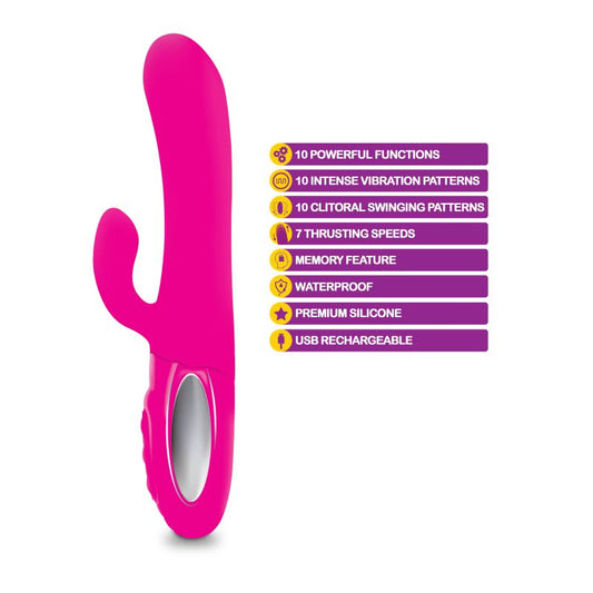 Viben Hypnotic Thrusting Rabbit Vibrator With Swinging Clit Stimulator - Rabbit Vibrators