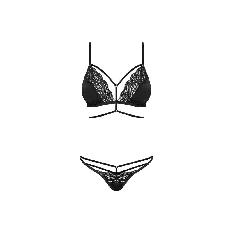 Obsessive Diyosa Panty and Bra Set 2 Piece Black Bras and Bra Sets