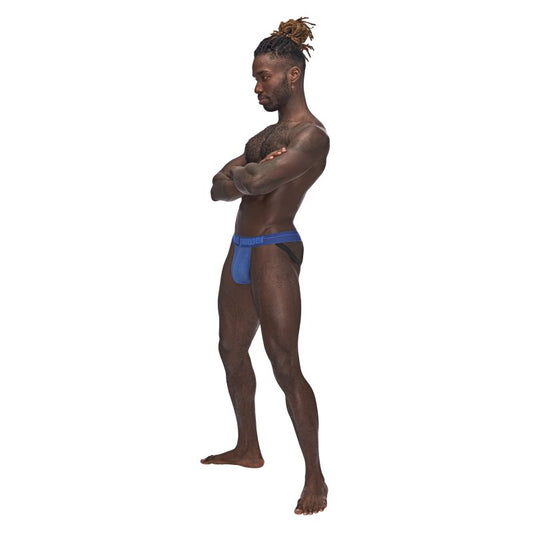 Male Power Sexagon Soft and Stretchy Micro V Thong Blue Mens Briefs And Boxers