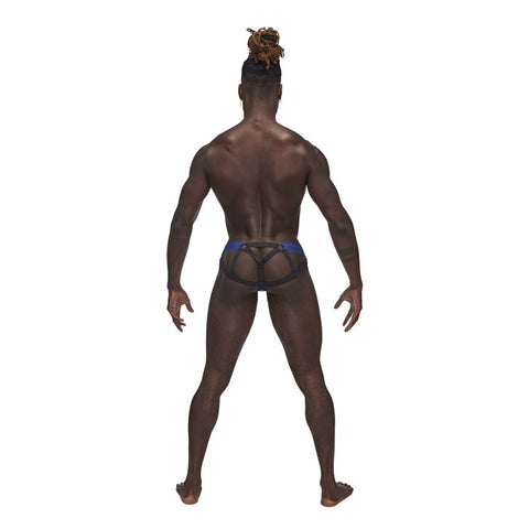 Male Power Sexagon Soft and Stretchy Micro V Thong Blue - Mens Briefs And Boxers