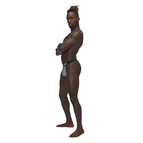 Male Power Sexagon Breathable Micro V Thong Grey - Mens Briefs And Boxers