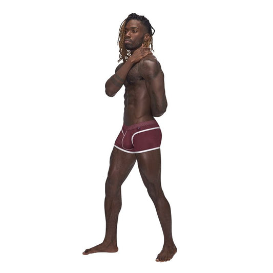 Male Power Sport Mesh Stretchy Mens Mini Short Burgundy Mens Briefs And Boxers