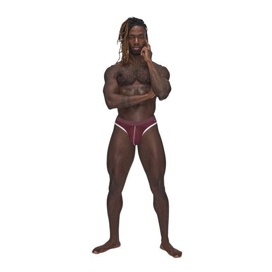 Male Power Sport Stretchy Mens Mesh Thong Burgundy Mens Briefs And Boxers
