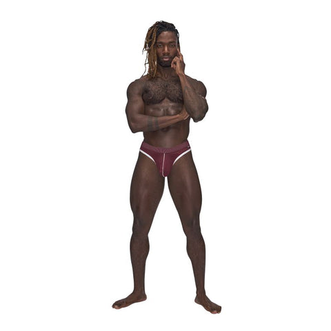 Male Power Sport Stretchy Mens Mesh Thong Burgundy - Mens Briefs And Boxers