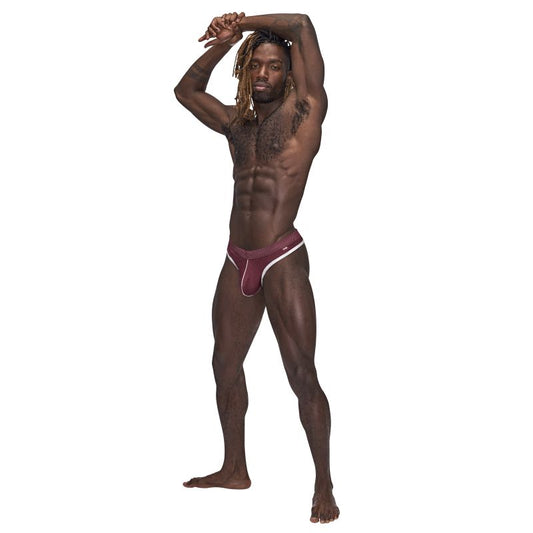 Male Power Sport Stretchy Mens Mesh Thong Burgundy Mens Briefs And Boxers