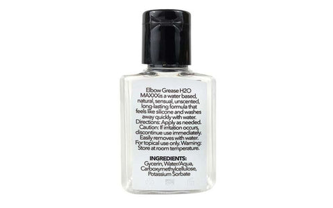 Elbow Grease H2O MAXXX Water Based Lubricant Gel Travel Size 24ml - Water Based Lubes