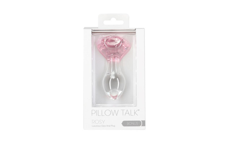 Pillow Talk Rosy Luxurious Glass Anal Plug With Clear Gem Butt Plugs