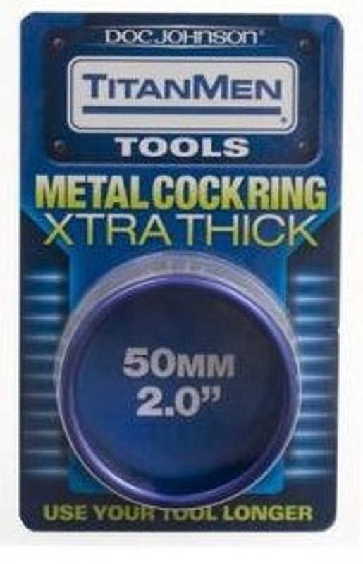 TitanMen 50mm Xtra Thick Blue Metal Cock Ring Steel Cock Rings