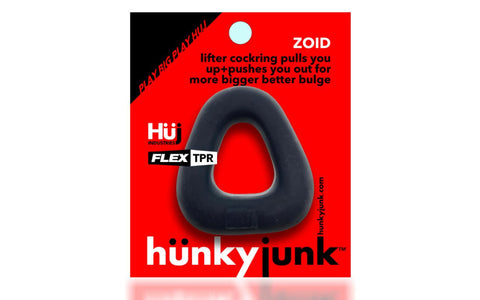 Hunkyjunk Zoid Trapaziod Lifter Stretchy Cock Ring Tar Ice - Stretchy Cock Rings