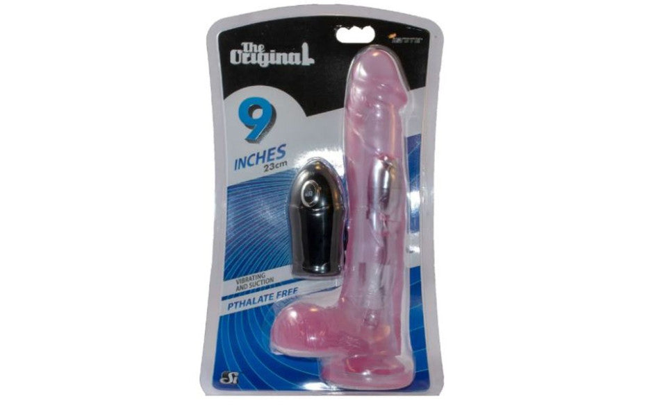 SI Novelties Vibrating Cock and Balls With Suction 9 Inch Purple Vibrating Dildos