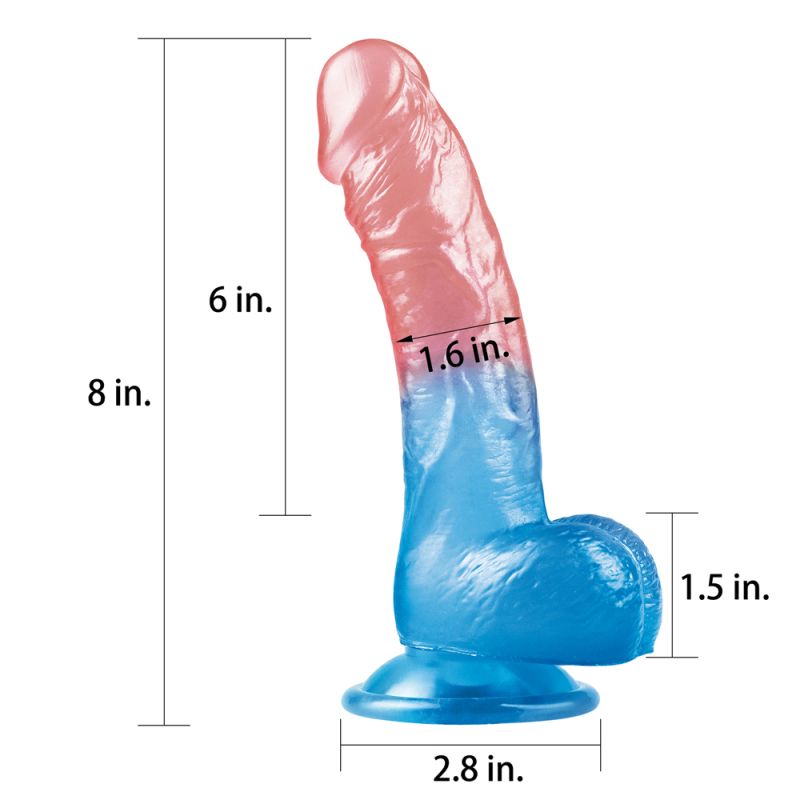 Lovetoy Dazzle Studs Suction Cup Realistic Dildo Pink/Blue Realistic Dildos