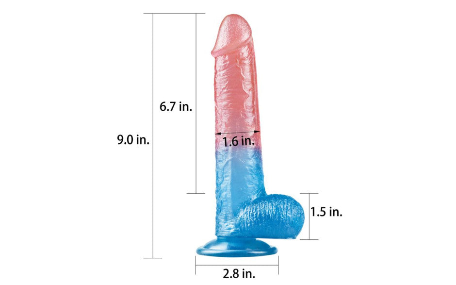 Lovetoy Dazzle Studs Realistic Dildo 9 Inch Pink / Blue Realistic Dildos