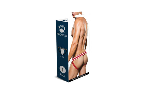 Prowler Polyester and Spandex Mens Jock Strap White/Red - Jocks and G-Strings