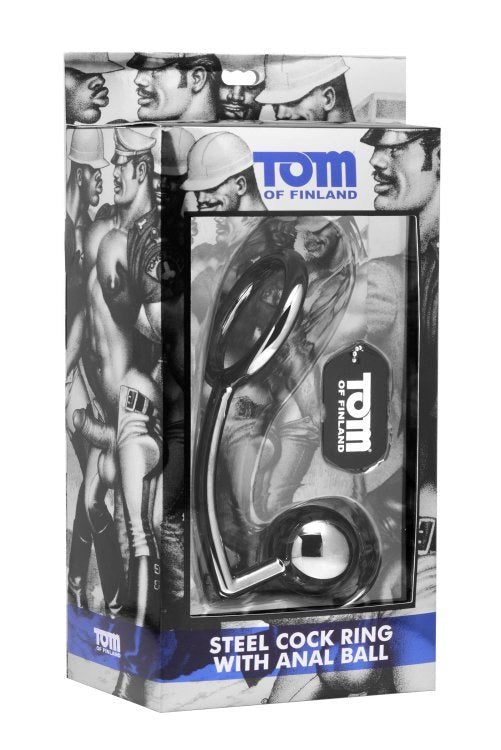 Tom of Finland Stainless Steel Cock Ring and Anal Ball - Steel Cock Rings