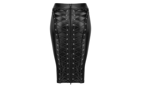 Noir Handmade Power Wetlook Pencil Womens Skirt With Long Zipper - Her Fetish