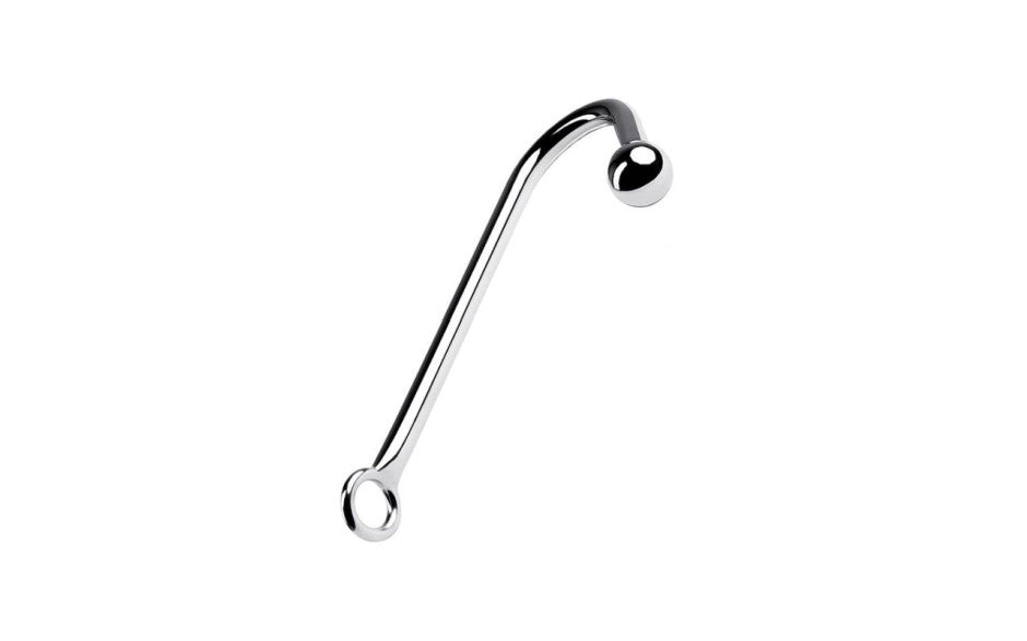 Metal Silver Metal Anal Hook With Bondage Ball Ball and Cock Toys