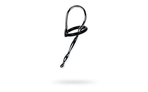 Metal Silver Metal Urethral Plug With Black Silicone Ring - Urethral Sounds