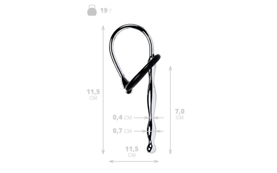 Metal Silver Metal Urethral Plug With Black Silicone Ring Urethral Sounds