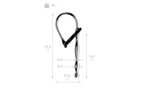 Metal Silver Metal Urethral Plug With Black Silicone Ring - Urethral Sounds