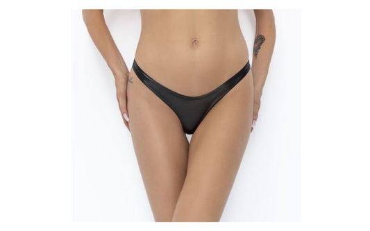 Noir Handmade Power Wetlook Womens Thong Black - Her Fetish