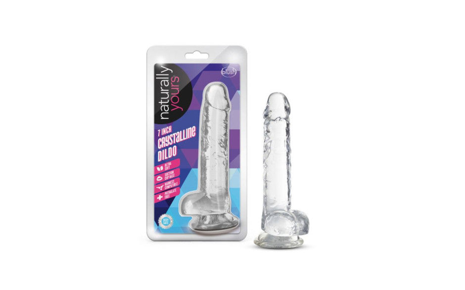 Naturally Yours 7 Inches Crystaline Realistic Dong With Balls Realistic Dildos
