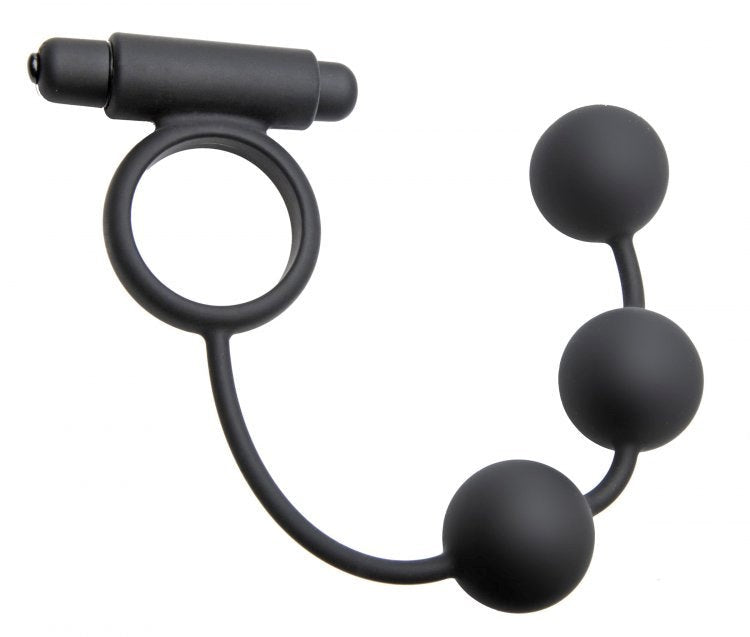 Tri-Orb Vibrating Cock Ring And Weighted Silicone Anal Balls Cock Rings