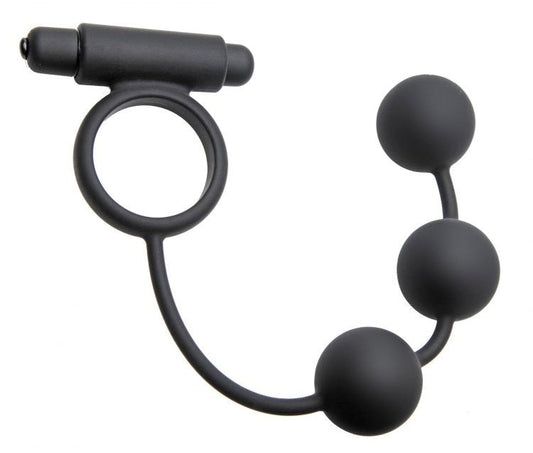 Tri-Orb Vibrating Cock Ring And Weighted Silicone Anal Balls - Cock Rings