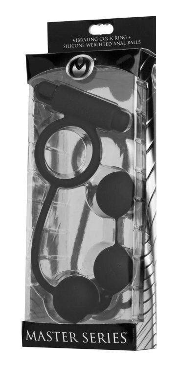 Tri-Orb Vibrating Cock Ring And Weighted Silicone Anal Balls - Cock Rings