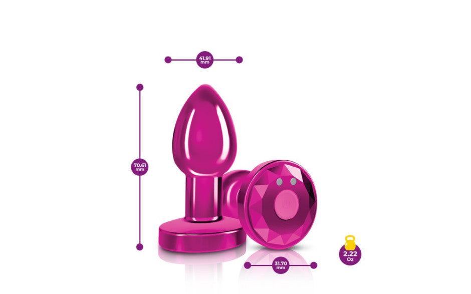 Cheeky Charms Pink Rechargeable Vibrating Metal Butt Plug With Remote Butt Plugs