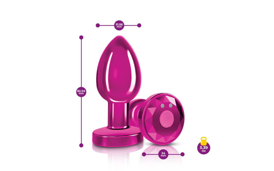 Cheeky Charms Pink Rechargeable Vibrating Metal Butt Plug With Remote Butt Plugs