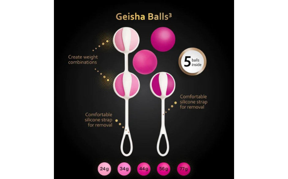 Gvibe Geisha Love Balls 3 Sugar Pink Love Eggs and Kegel Exercisers