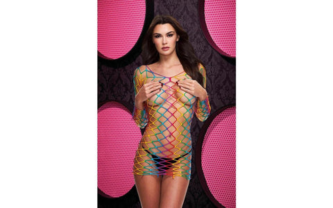 Lapdance Lingerie Fencenet Rainbow Mini Womens Dress OS - Skirts And Club Wear