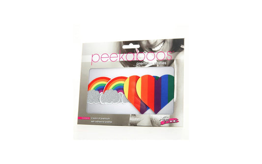 Peekaboo Pride Glitter Rainbows & Hearts Womens Pasties - Fancy Dress Ups