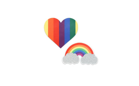 Peekaboo Pride Glitter Rainbows & Hearts Womens Pasties - Fancy Dress Ups