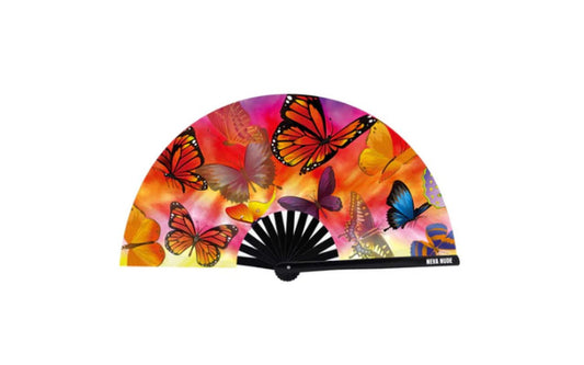 Neva Nude Butterfly Garden Blacklight Folding Fan - Fancy Dress Ups