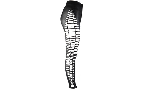 Axami Lingerie Stretch Wetlook Cut Out Leggings Black - Her Fetish