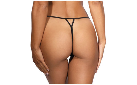 Axami Lingerie Lace Open Front G-String Panty Black - G-Strings, Panties and Shorts