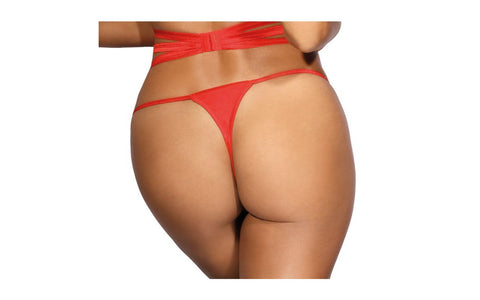 Axami Lingerie Microfiber and Lace G-String Panty with Studs Red - G-Strings, Panties and Shorts